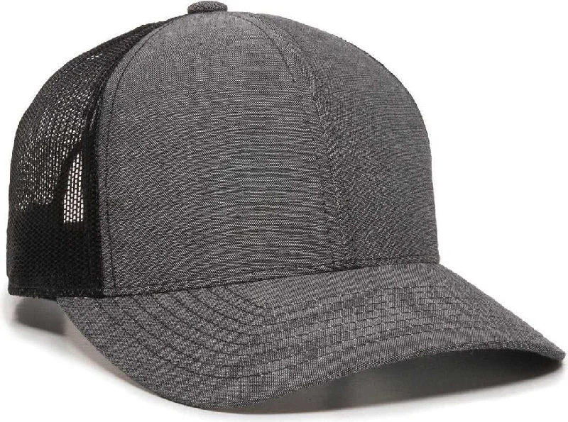 OC Sports MBW-800CB Adjustable Mesh Back Cap - Heathered Black Black