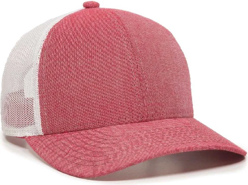 OC Sports MBW-800CB Adjustable Mesh Back Cap - Heathered Red White