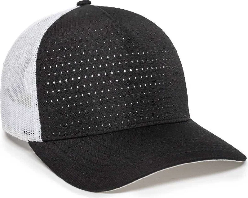 OC Sports OC502M Laser Perforated Font Panel Cap - Black White White