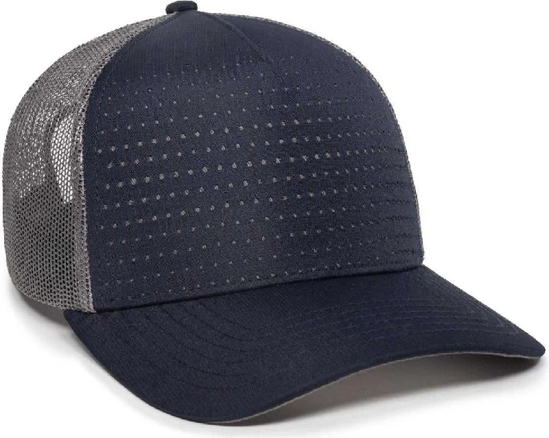 OC Sports OC502M Laser Perforated Font Panel Cap - Navy Charcoal Charcoal