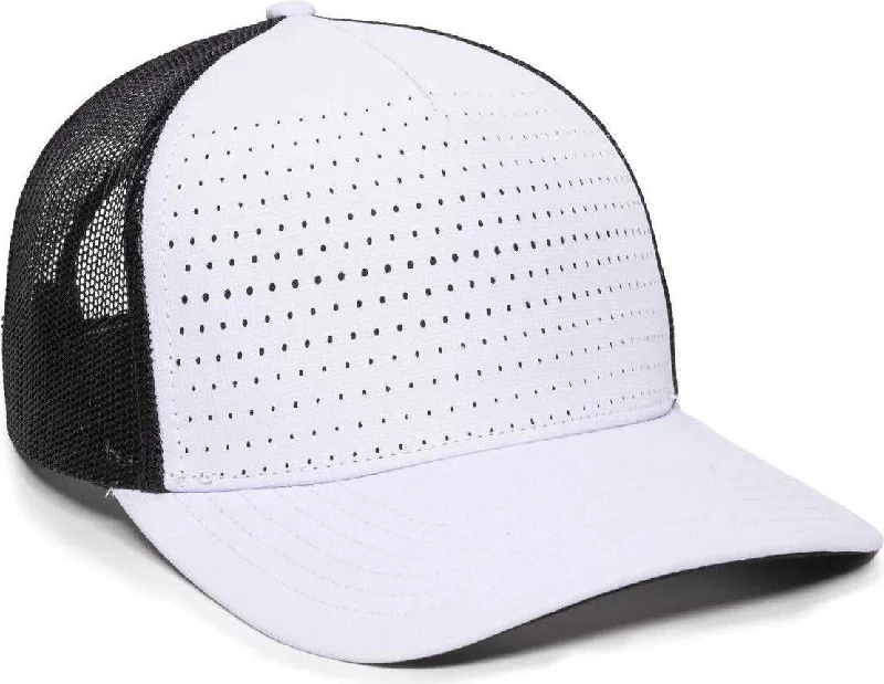 OC Sports OC502M Laser Perforated Font Panel Cap - White Black Black