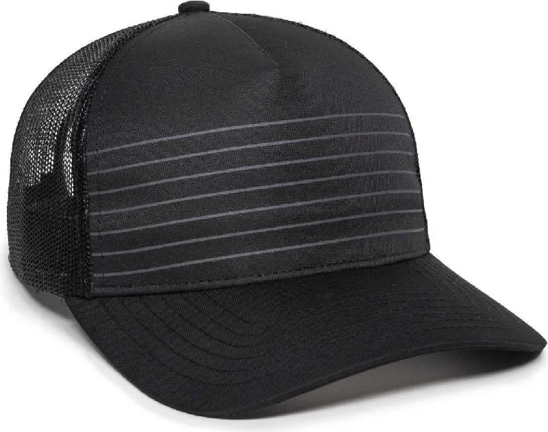 OC Sports OC503M Stripped Front Panel Cap - Black Charcoal