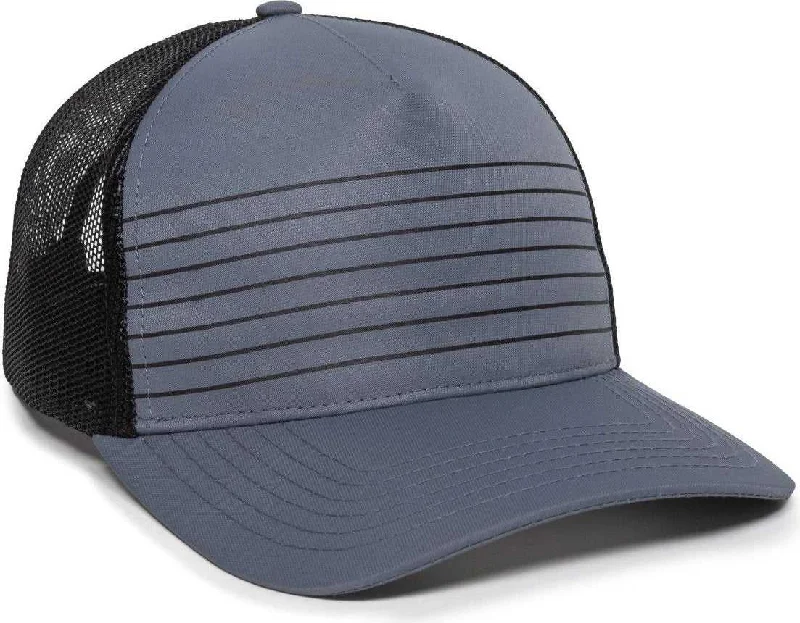 OC Sports OC503M Stripped Front Panel Cap - Charcoal Black