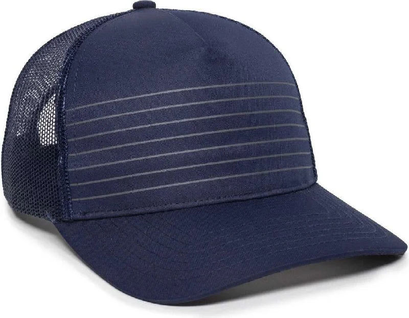 OC Sports OC503M Stripped Front Panel Cap - Navy Charcoal