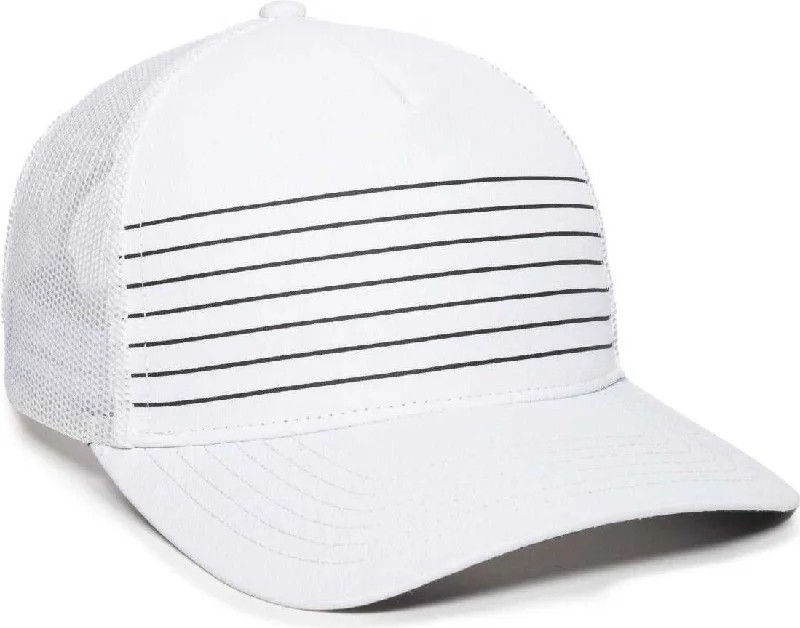 OC Sports OC503M Stripped Front Panel Cap - White Black