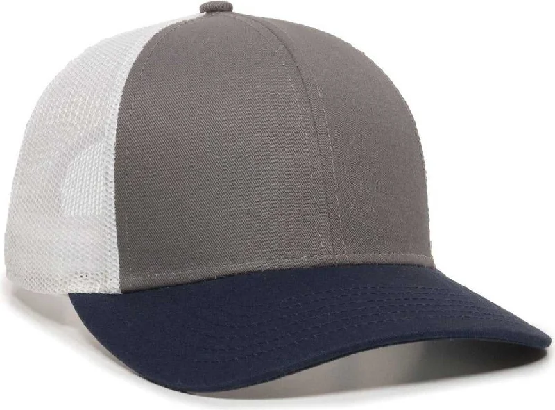 OC Sports OC770 Adjustable Mesh Back Cap with Sweatband - Charcoal White Navy