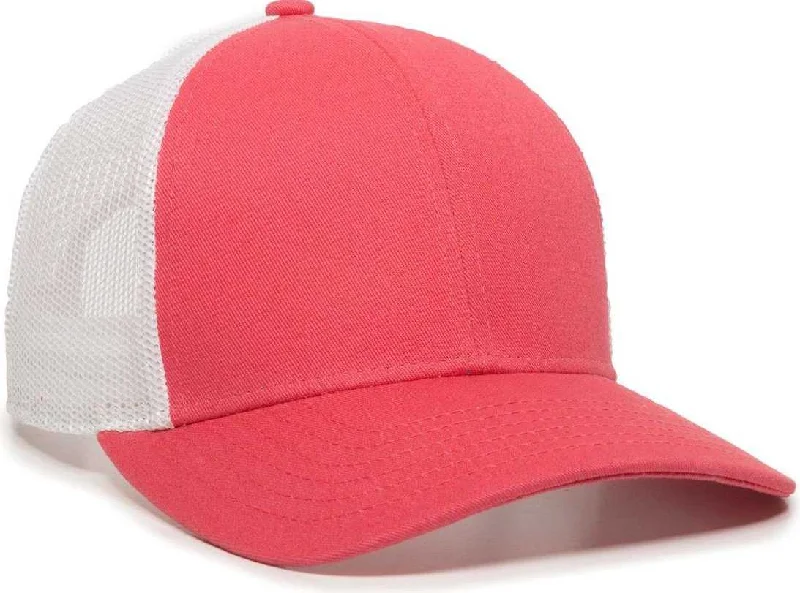 OC Sports OC770 Adjustable Mesh Back Cap with Sweatband - Coral White