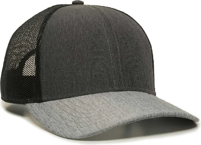 OC Sports OC770 Adjustable Mesh Back Cap with Sweatband - Heathered Charcoal Black Heathered Gray