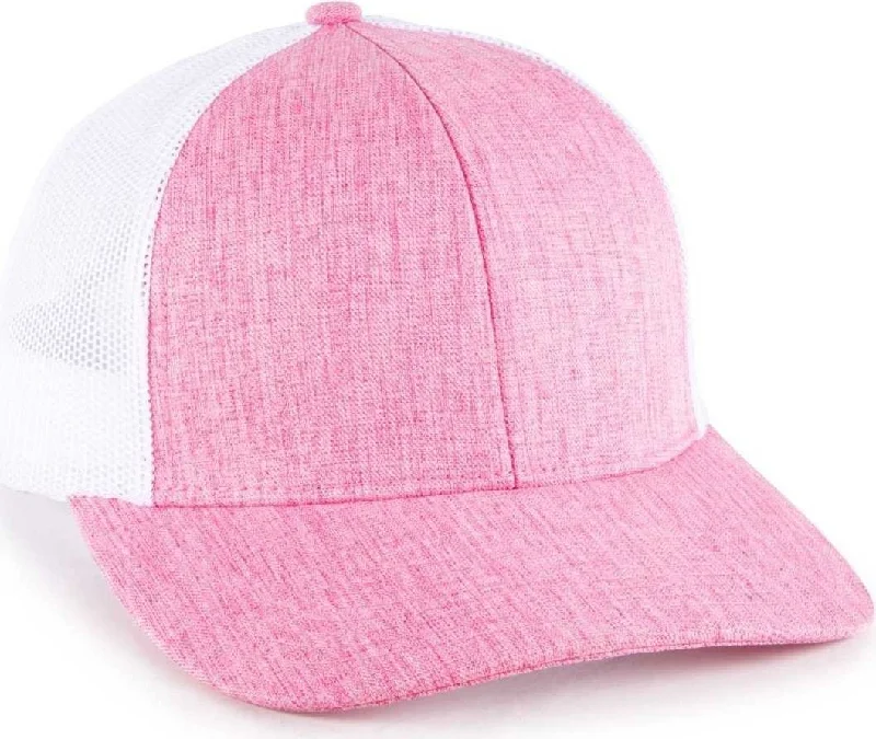 OC Sports OC770L Heathered Adjustable Mesh Back Cap - Heathered Pink White