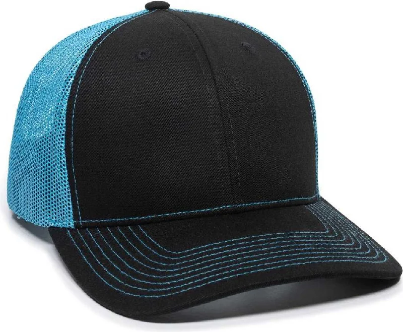 OC Sports OC771 Adjustable Mesh Back Cap - Black Neon Blue