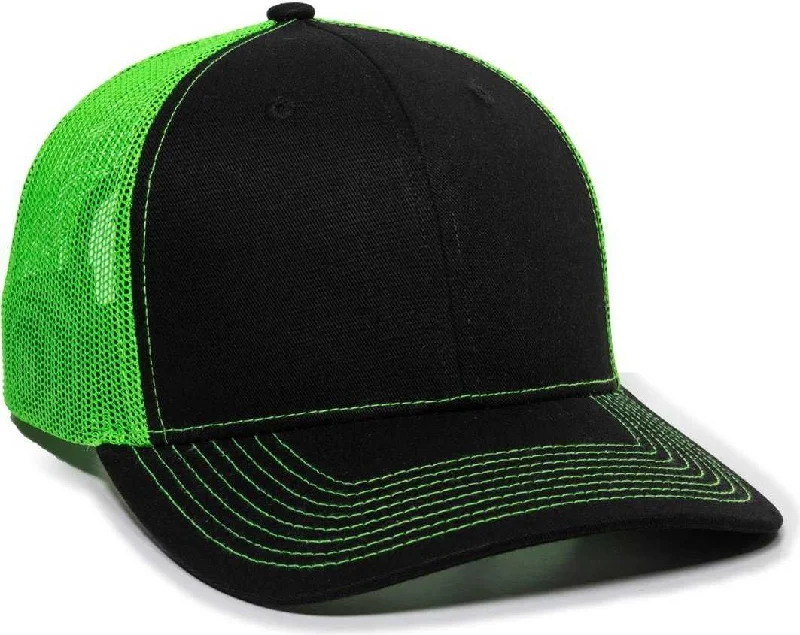 OC Sports OC771 Adjustable Mesh Back Cap - Black Neon Green