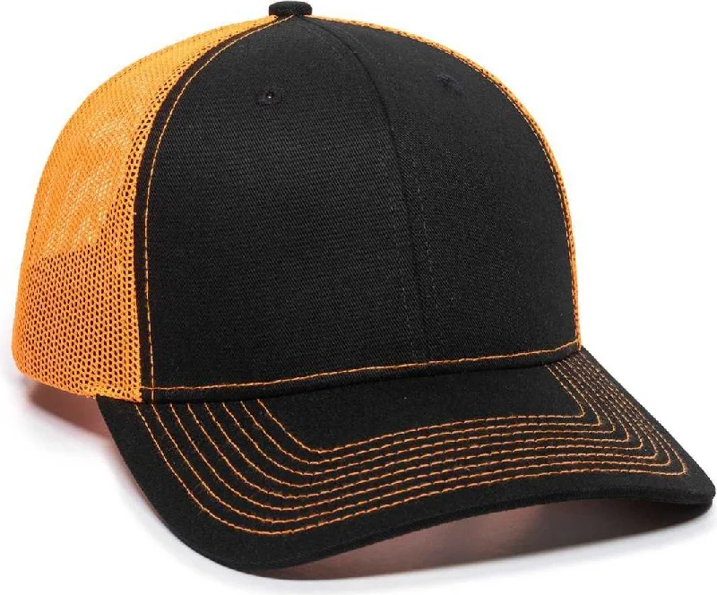 OC Sports OC771 Adjustable Mesh Back Cap - Black Neon Orange