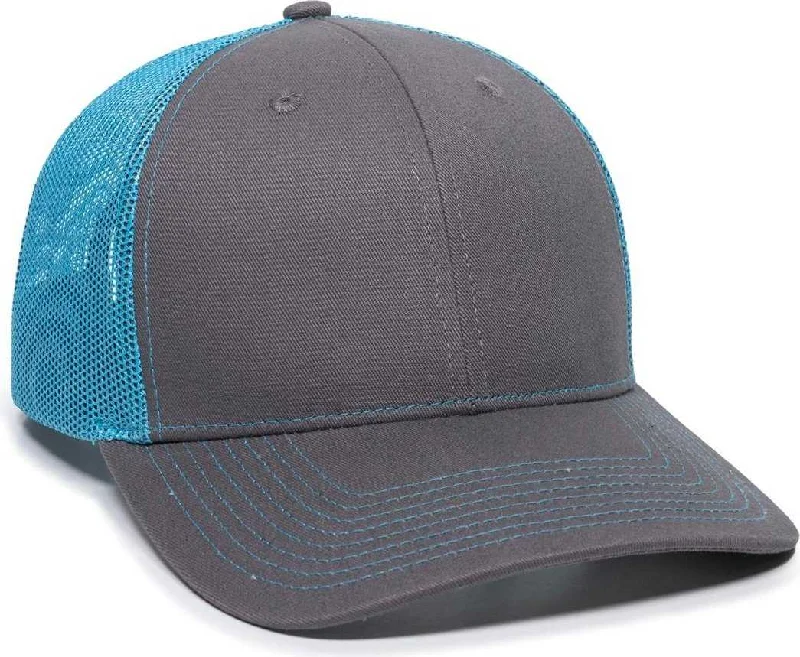 OC Sports OC771 Adjustable Mesh Back Cap - Charcoal Neon Blue