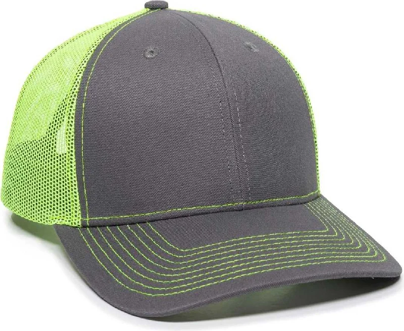 OC Sports OC771 Adjustable Mesh Back Cap - Charcoal Neon Yellow