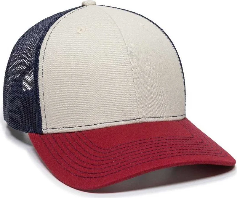 OC Sports OC771 Adjustable Mesh Back Cap - Stone Navy Cardinal