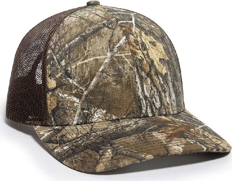 OC Sports OC771CAMO Adjustable Mesh Back Cap - Realtree Edge Brown