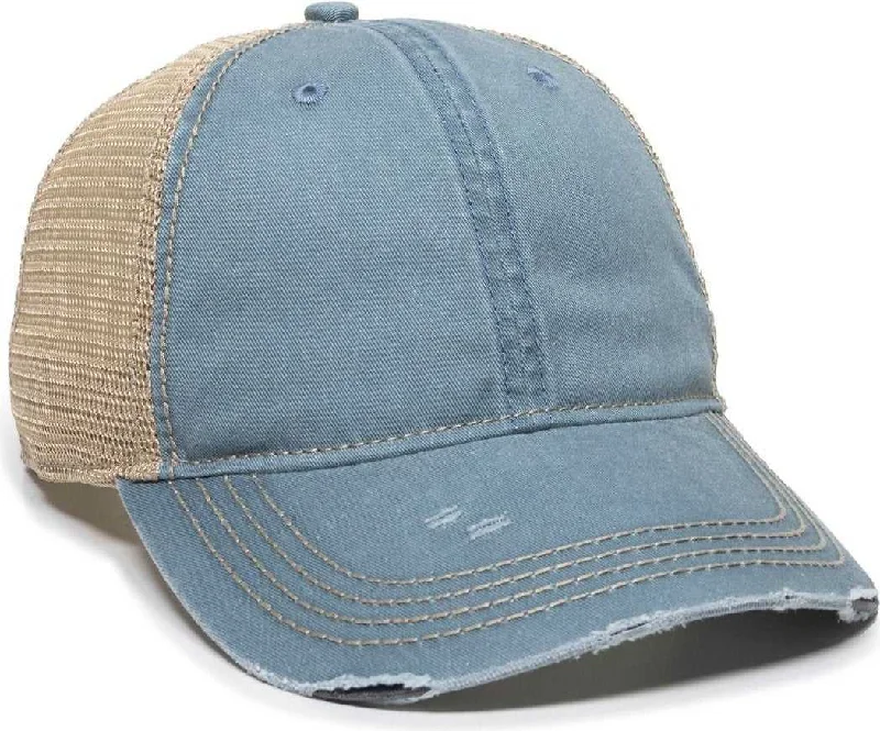 OC Sports OC801 Washed Adjustable Tea-Stained Mesh Back Panels Cap - Sage Tea Stain