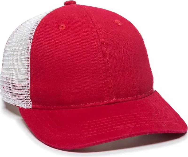 OC Sports PNY100M Ponytail Mesh-Back Cap - Red/ White