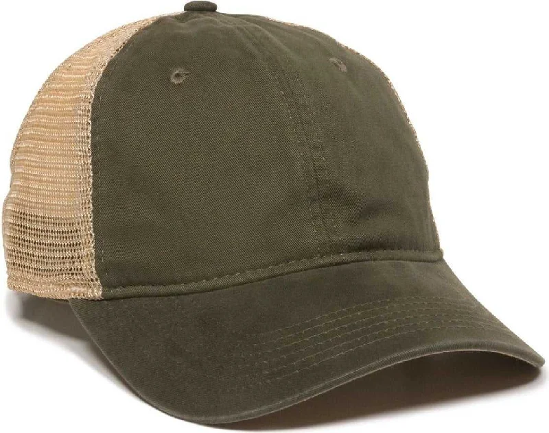 OC Sports PWT-200M Adjustable Mesh Back Cap - Olive Tea Stain