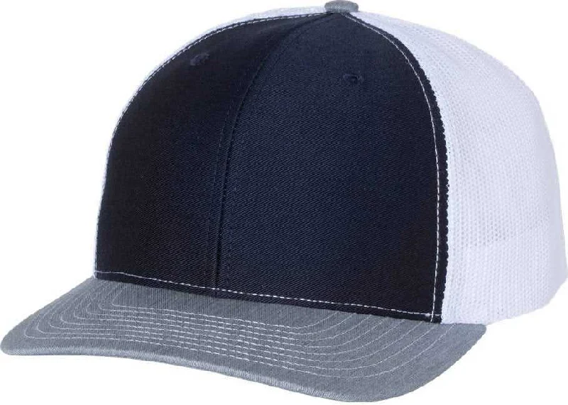 Richardson 112 Snapback Trucker Cap - Navy White Heather Gray