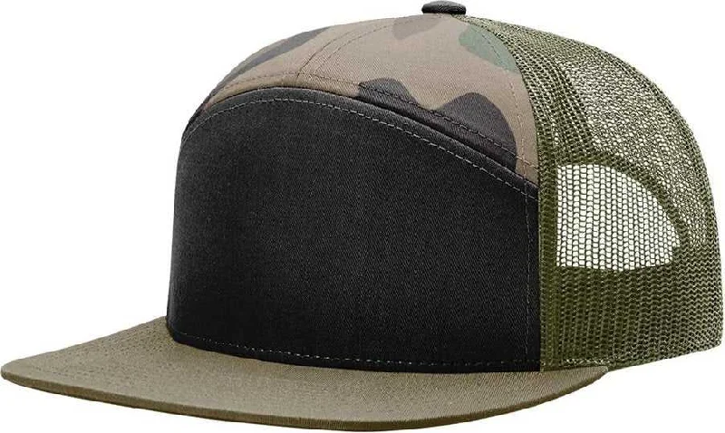 Richardson 168 Seven-Panel Trucker Cap - Black Camo Loden