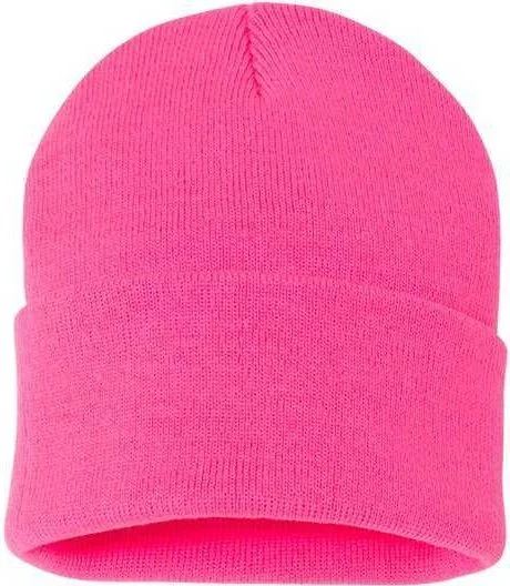 Sportsman SP12 Solid 12" Cuffed Beanie - Neon Pink