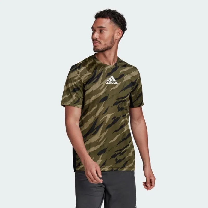 Adidas Aeroready Feelstrong Camo Men Training T-Shirt Olive