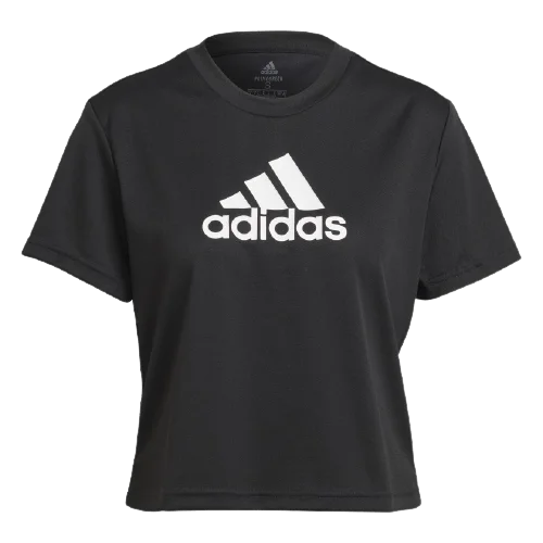 Adidas Aeroready Designed 2 Move Logo Sport Cropped Women Training T-Shirt Black/White