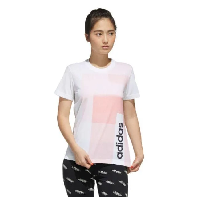 Adidas Colorblock Women Lifestyle T-Shirt White / Glow Pink Fm6134