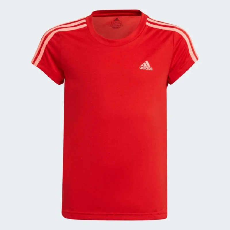 Adidas Designed 2 Move 3 Stripes Girls Lifestyle T-Shirt Red