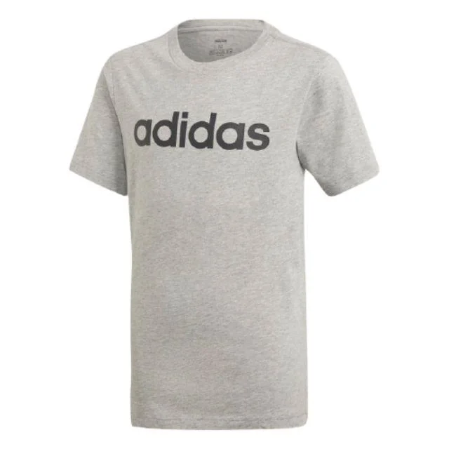 Adidas Essentials Linear Logo Tee Kids-Boys Training T-Shirt  Grey  / Black Dv1816