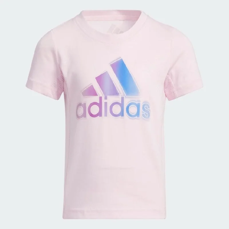 Adidas Lg Cotton Girls Training T-Shirt Light Pink