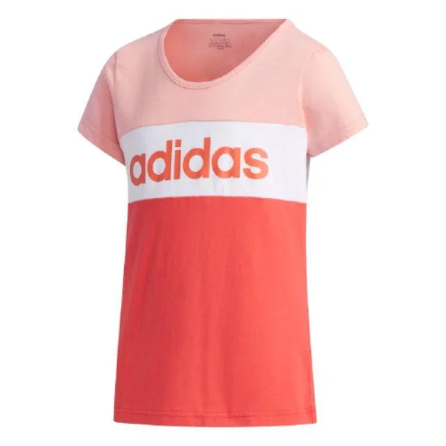 Adidas Linear Logo Colorblock Tee Kids-Girls Training T-Shirt Pink / White Fm0833