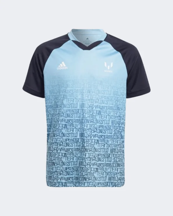 Adidas Messi 10 Boys Training T-Shirt Clear Blue