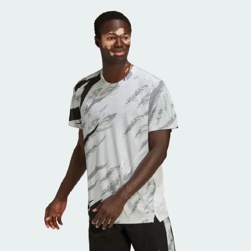 Adidas Own The Run Tiger Camo Men Running T-Shirt White/Black