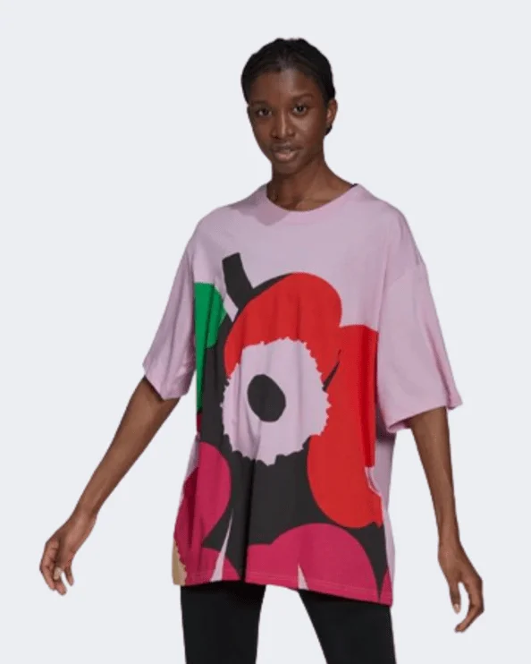 Adidas X Marimekko Graphic Women Sportswear T-Shirt Frost Pink