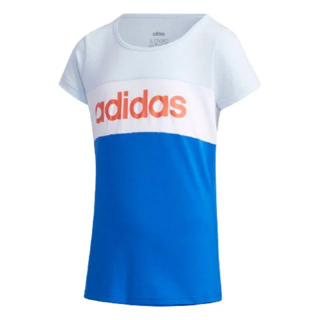 Adidas Yg Lin Cb Tee Kids-Girls Training T-Shirt Sky Tint/White/Blue Fm0834