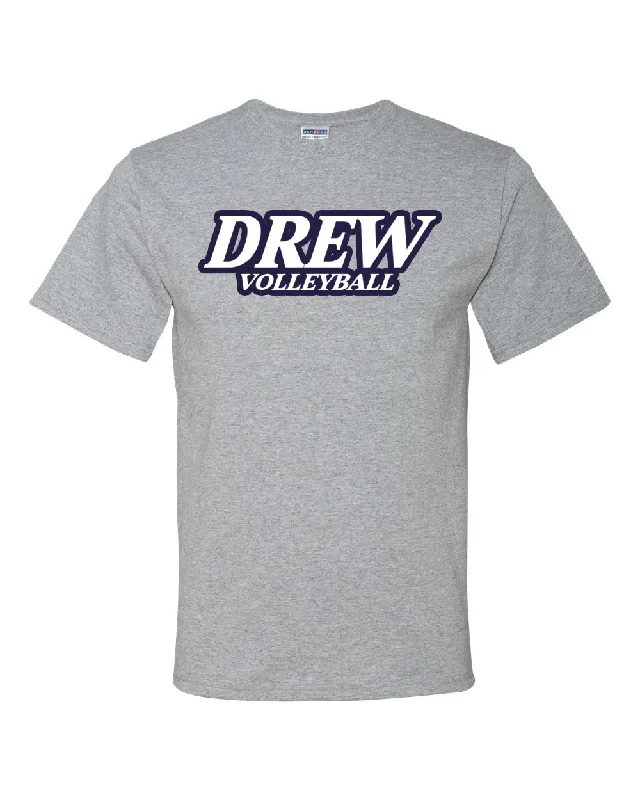 Drew Volleyball JERZEES - Dri-Power® 50/50 T-Shirt - 29MR w/ White & Navy V1 Design on Front.