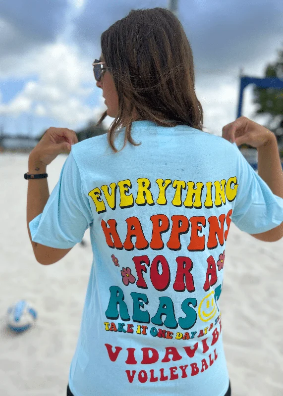 Everything Happens For A Reason Groovy Volleyball Tee