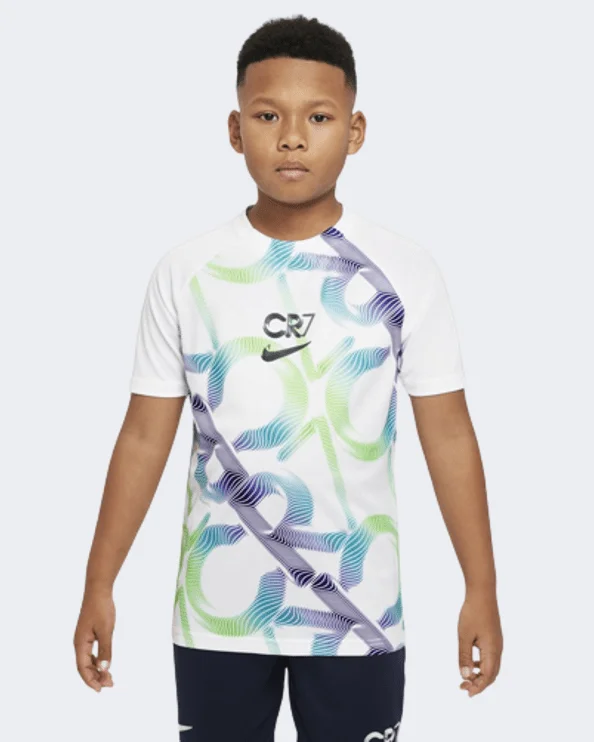 Nike Dri-Fit Cr7 Boys Football T-Shirt White/Purple