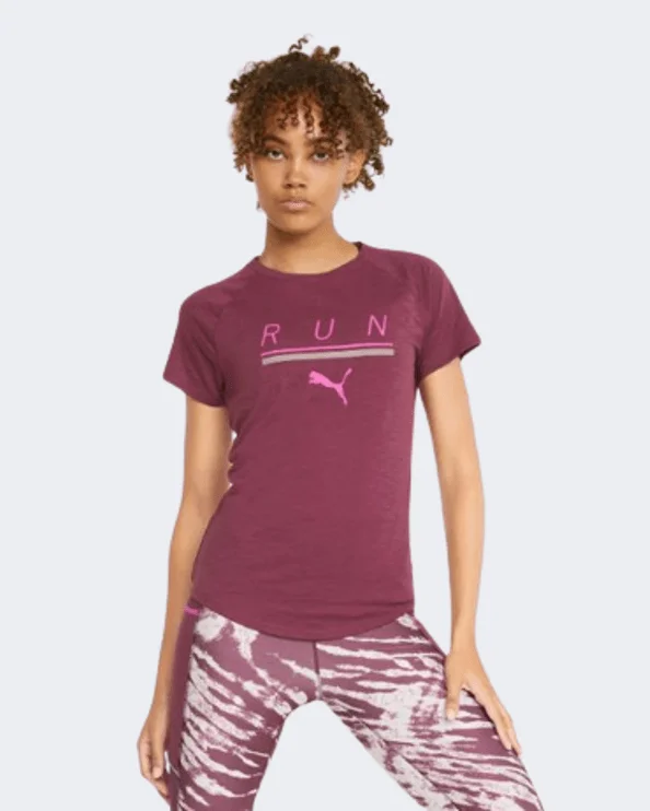 Puma 5K Logo Women Running  T-Shirt Grape Wine