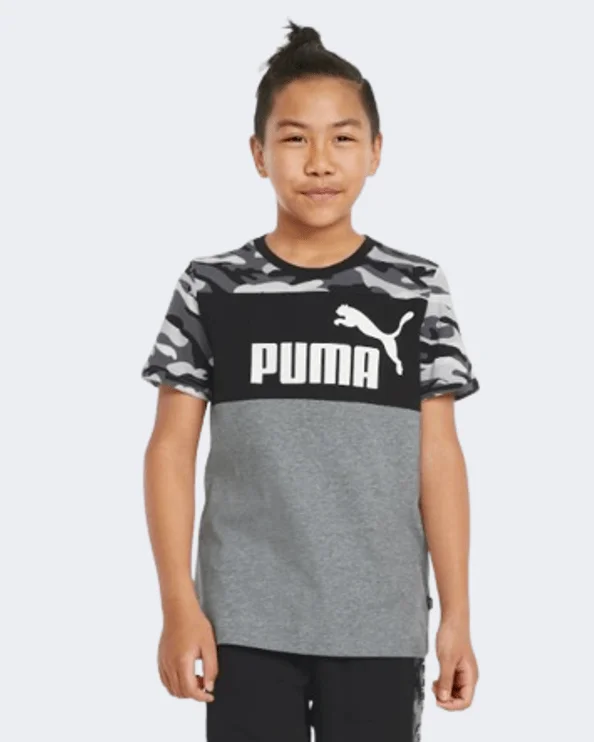 Puma Essentials+ Camo Boys Lifestyle T-Shirt Black/Grey