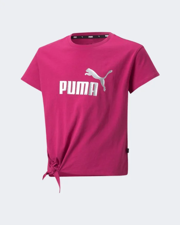 Puma Essentials Logo Knotted Girls Lifestyle T-Shirt Fuchsia