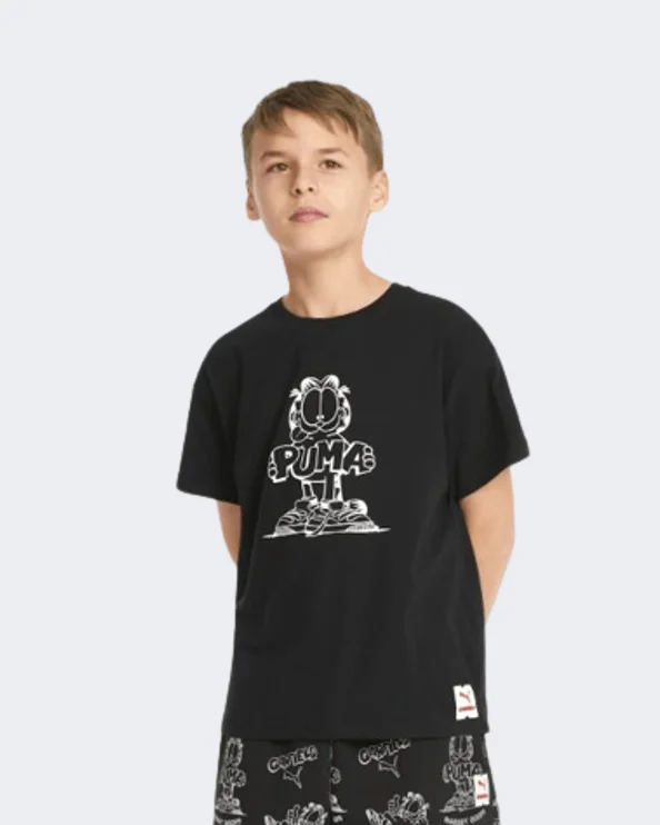 Puma X Garfield Graphic Youth Kids Lifestyle T-Shirt Black