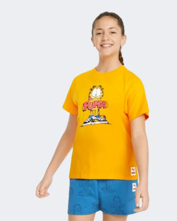 Puma X Garfield Graphic Youth Kids Lifestyle T-Shirt Zinnia