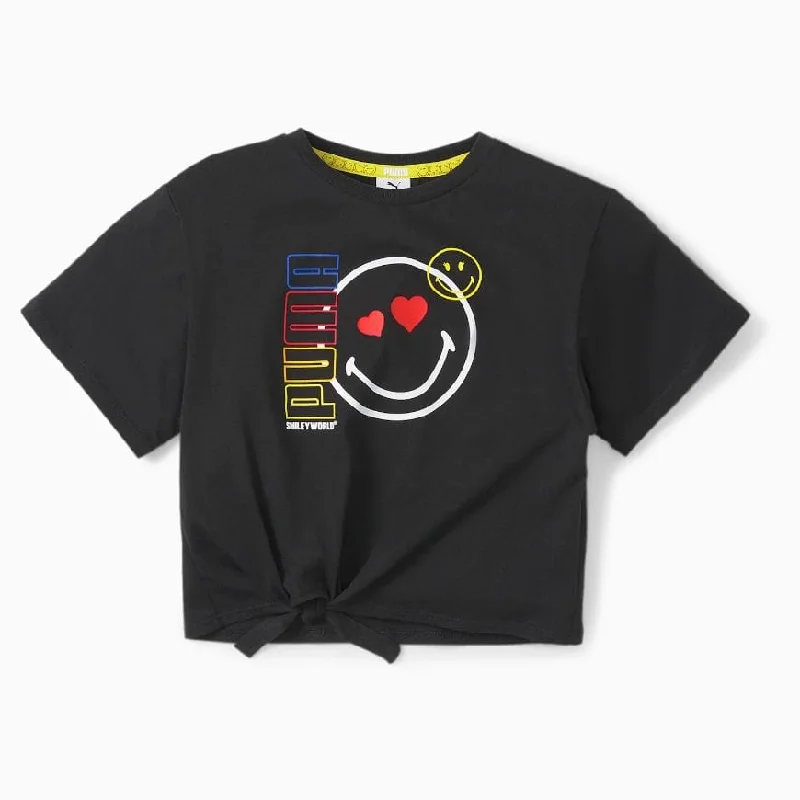 Puma X Smiley World Girls Lifestyle T-Shirt Black