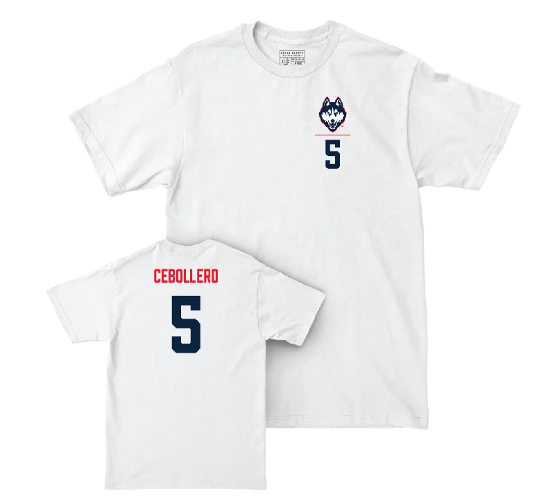 UConn Women's Volleyball Logo White Comfort Colors Tee - Ayva Cebollero | #5