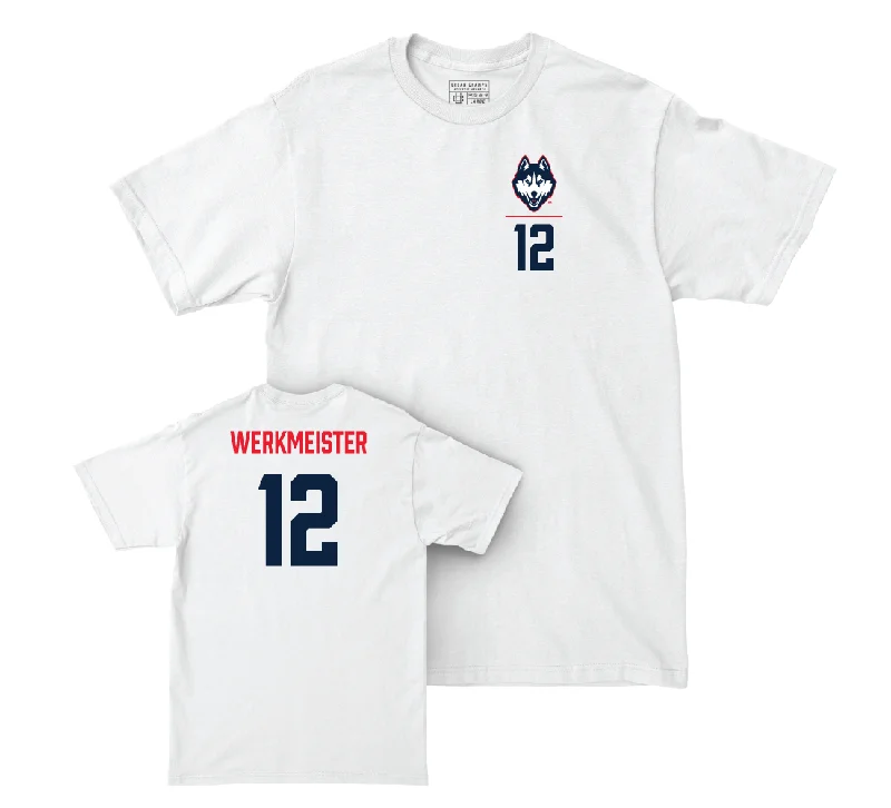 UConn Women's Volleyball Logo White Comfort Colors Tee - Emma Werkmeister | #12