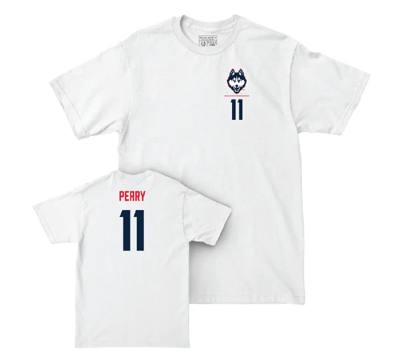 UConn Women's Volleyball Logo White Comfort Colors Tee - Jessica Perry | #11