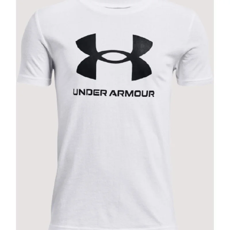 Under Armour Sportstyle Logo Boys Training T-Shirt White/Black